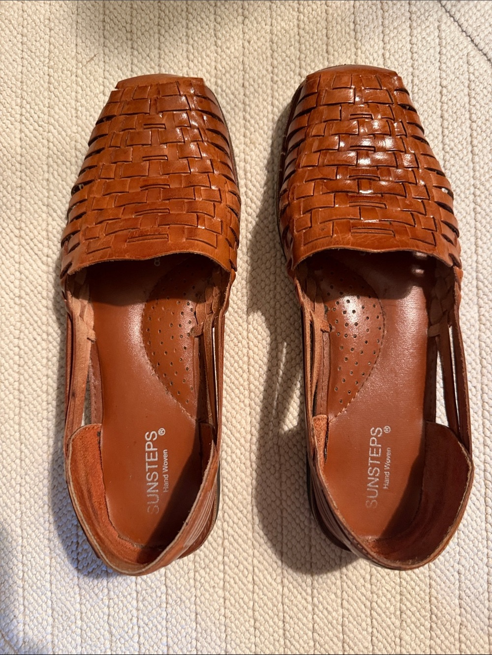 Sunsteps Women's Tan Woven Leather Slip-On Moccasins